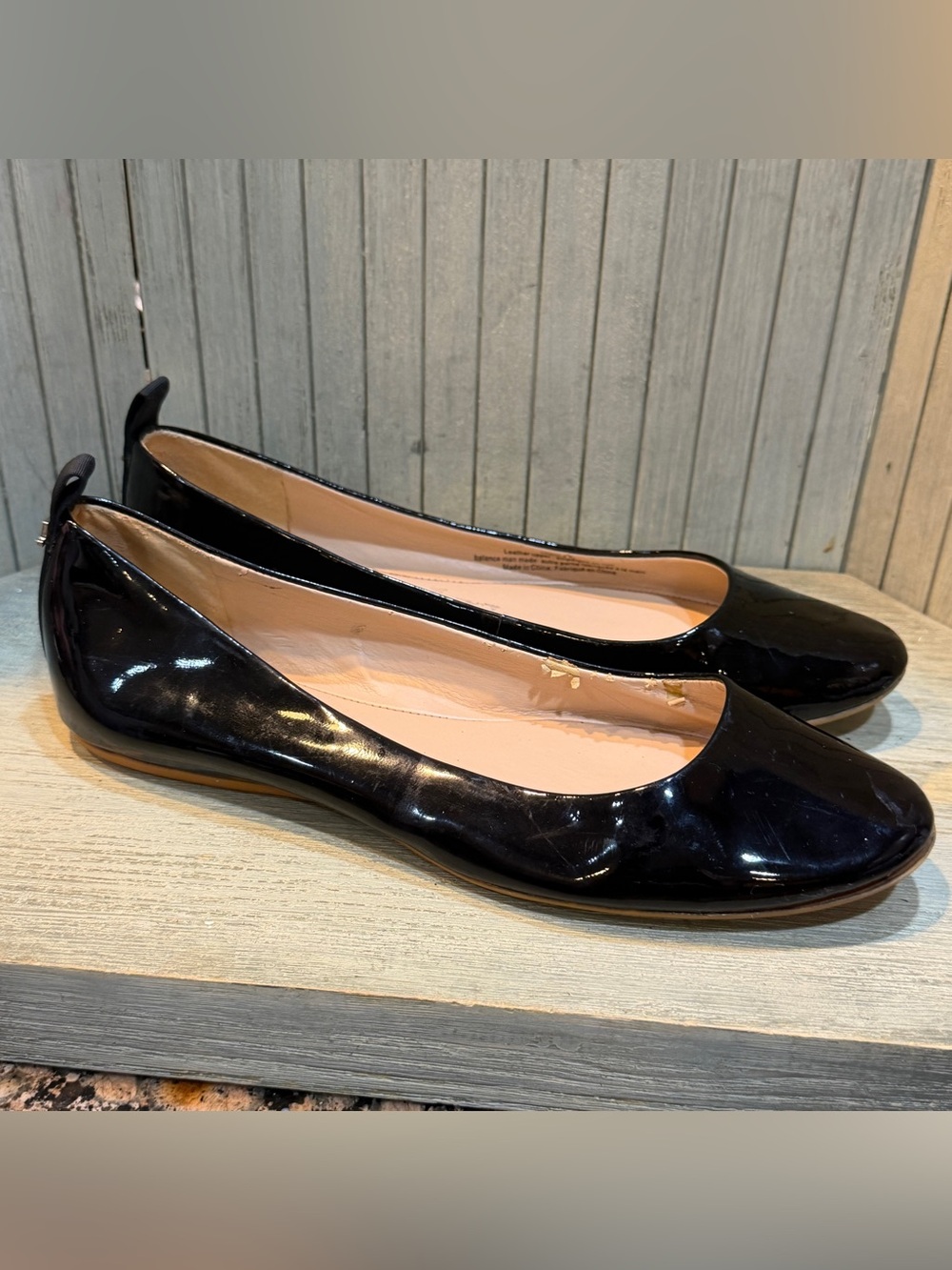 Karl Lagerfield Black Patent Ballet Flats 7M